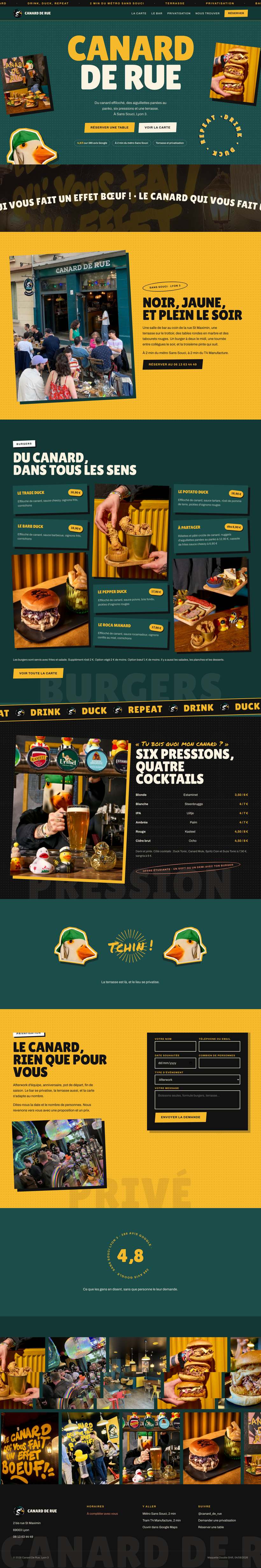Le site du Canard De Rue construit par Double Shift