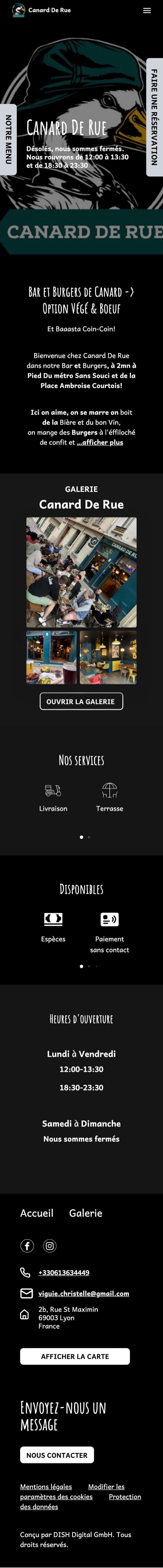 La page de plateforme du Canard De Rue sur téléphone, avant