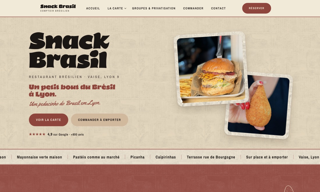 Le site de Snack Brasil, comptoir brésilien à Vaise