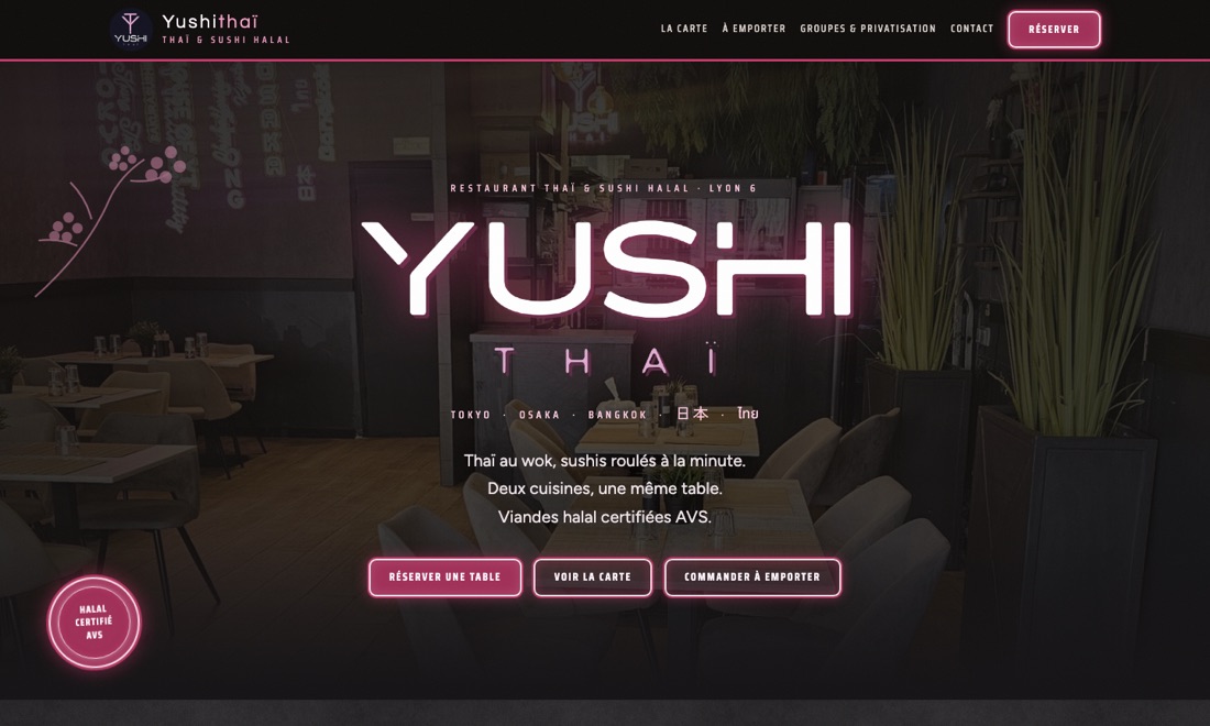 Le site de Yushithaï, restaurant thaï et sushi halal à Lyon 6
